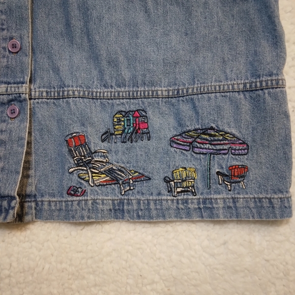 CJ Banks Women's Embroidered Denim Blouse- 1X - Picture 2 of 10